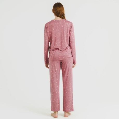 Pijama largo mujer soft Ambarina malva rosa