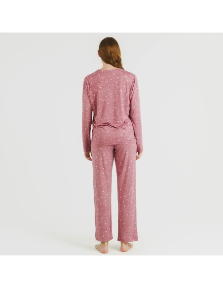 Pijama largo mujer soft Ambarina malva rosa