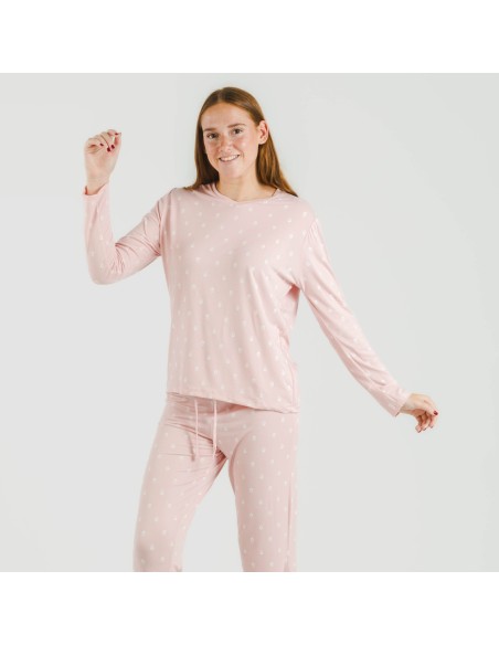 Pijama largo mujer soft Baby rosa palo
