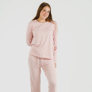 Pijama largo mujer soft Baby rosa palo 2