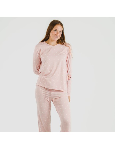 Pijama largo mujer soft Baby rosa palo