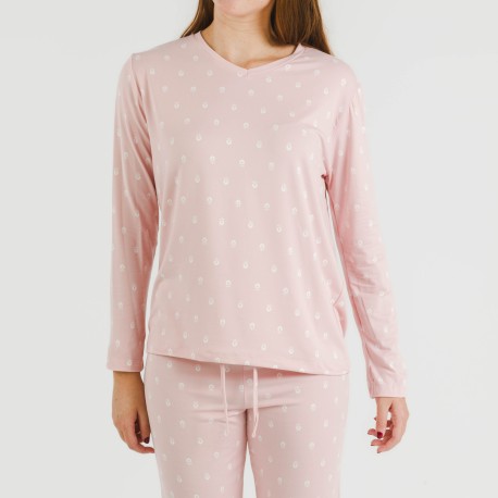 Pijama largo mujer soft Baby rosa palo