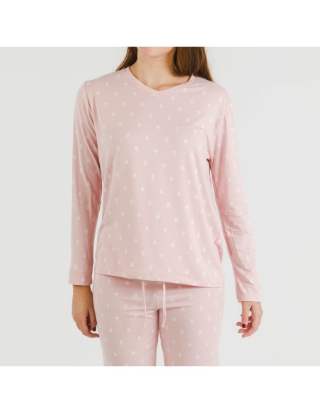 Pijama largo mujer soft Baby rosa palo