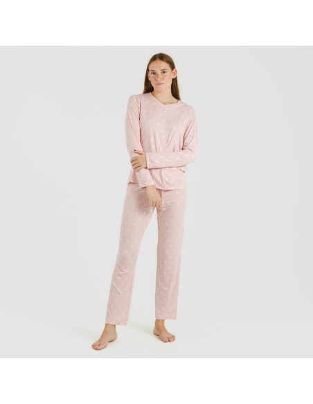 Pijama largo mujer soft Baby rosa palo