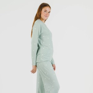 Pijama largo mujer soft Choer verde tiffany 2