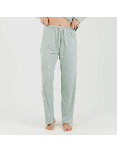 Pijama largo mujer soft Choer verde tiffany