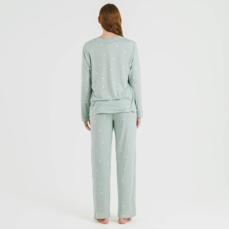 Pijama largo mujer soft Choer verde tiffany