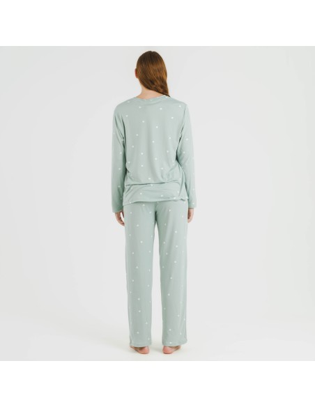 Pijama largo mujer soft Choer verde tiffany