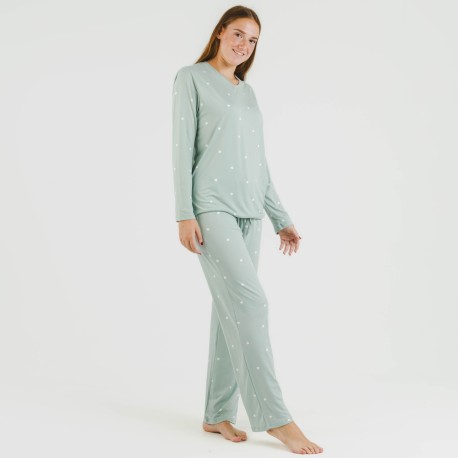 Pijama largo mujer soft Choer verde tiffany