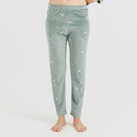Pijama terciopelo Hearts verde menta