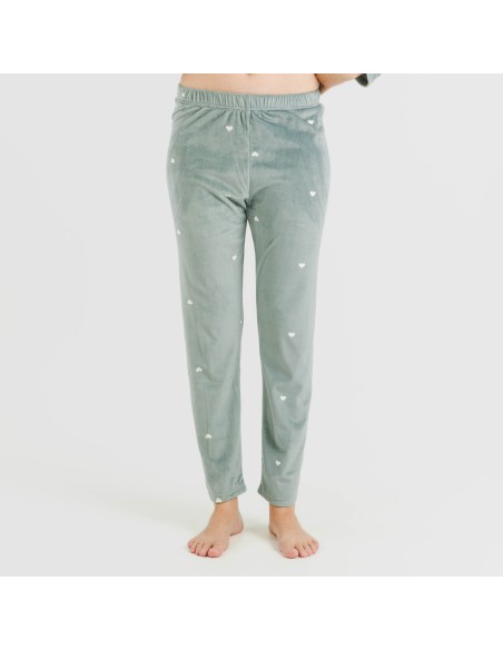 Pijama terciopelo Hearts verde menta