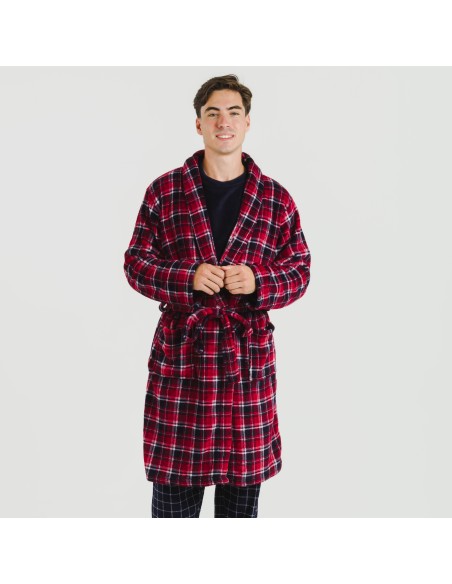 Bata coral hombre Cuadro Cocoro azul marino