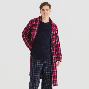 Bata coral hombre Cuadro Cocoro azul marino 2