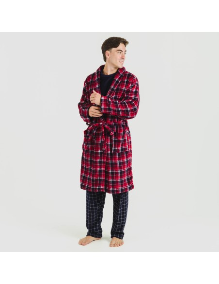 Bata coral hombre Cuadro Cocoro azul marino