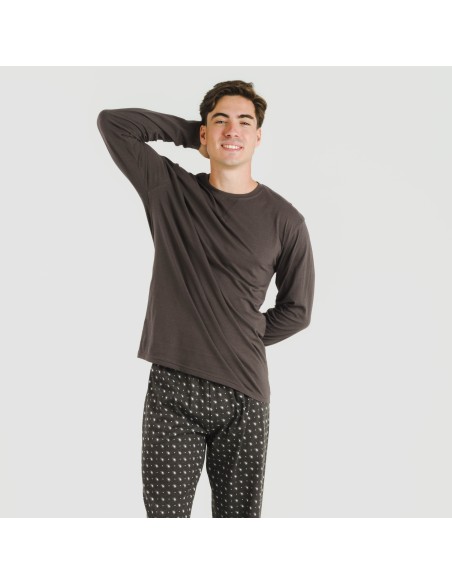 Pijama largo algodón hombre Cachemir petroleo
