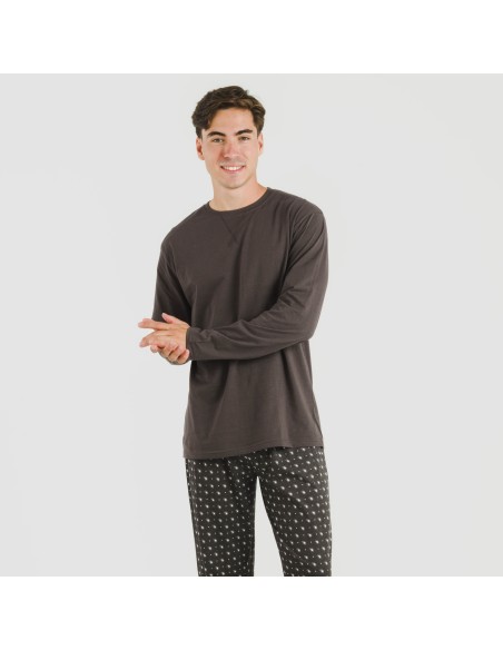 Pijama largo algodón hombre Cachemir petroleo