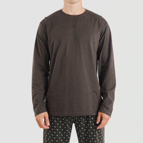 Pijama largo algodón hombre Cachemir petroleo
