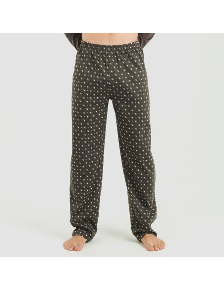 Pijama largo algodón hombre Cachemir petroleo