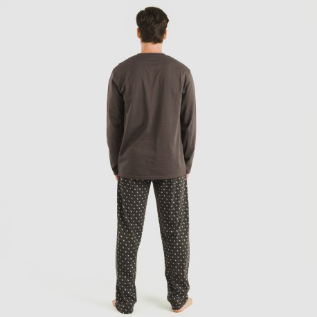 Pijama largo algodón hombre Cachemir petroleo