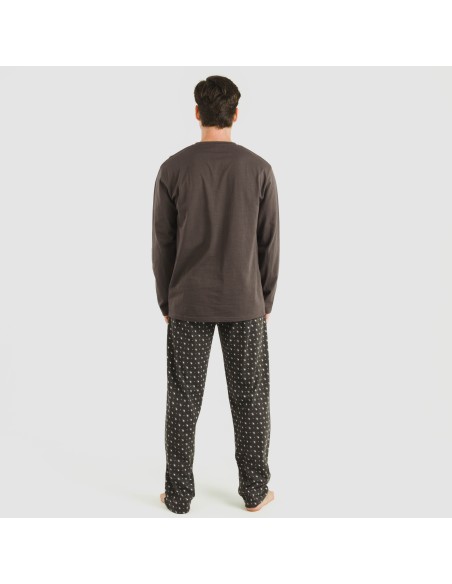 Pijama largo algodón hombre Cachemir petroleo