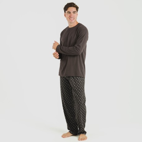 Pijama largo algodón hombre Cachemir petroleo