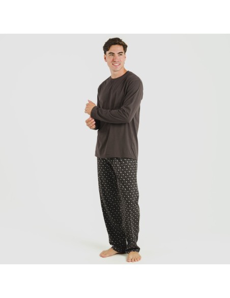 Pijama largo algodón hombre Cachemir petroleo
