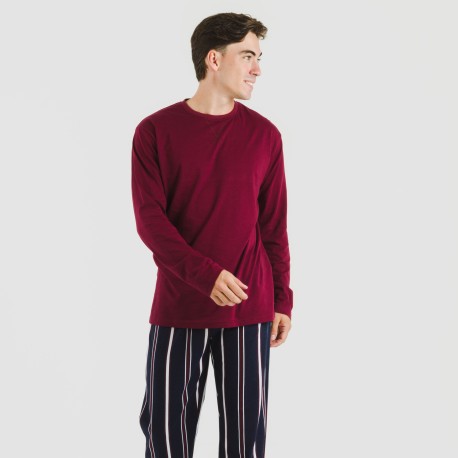 Pijama largo algodón hombre Lucio burdeos