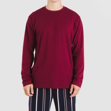 Pijama largo algodón hombre Lucio burdeos