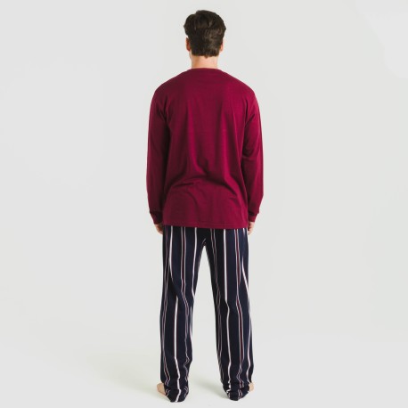 Pijama largo algodón hombre Lucio burdeos