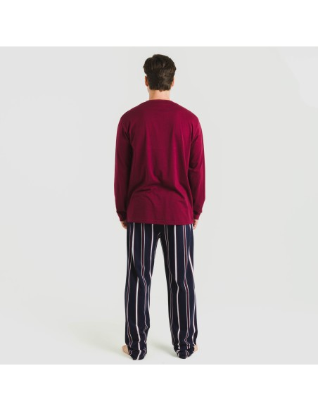 Pijama largo algodón hombre Lucio burdeos