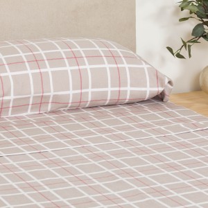 Juego de sábanas franela Cuadro Camel topo