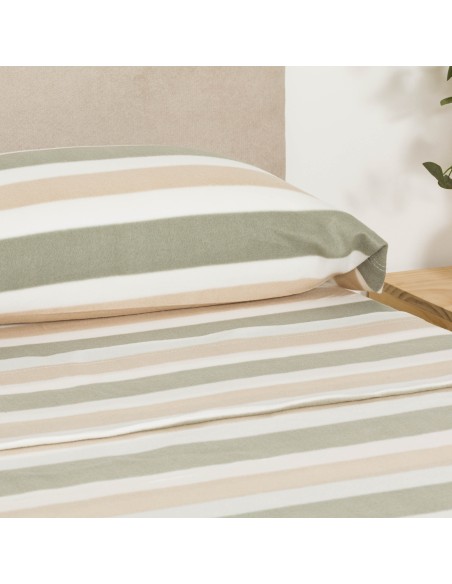 Juego de sábanas pirineo Raya Calcuta topo - verde seco