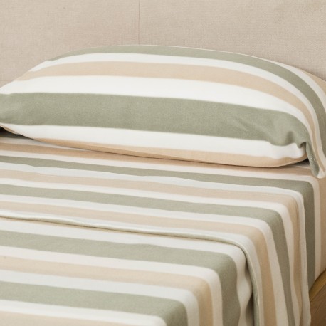 Juego de sábanas pirineo Raya Calcuta topo - verde seco