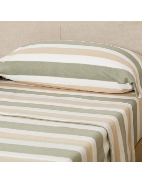 Juego de sábanas pirineo Raya Calcuta topo - verde seco