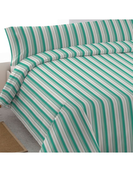 Funda nórdica algodón Raya Galda agua marina