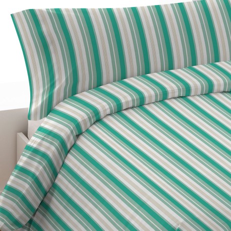 Funda nórdica algodón Raya Galda agua marina