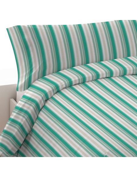 Funda nórdica algodón Raya Galda agua marina