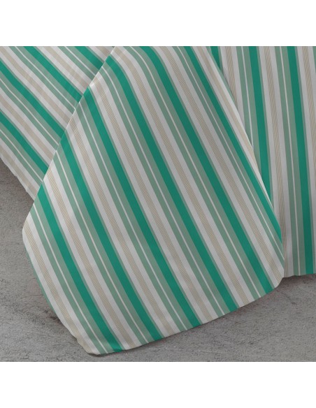 Funda nórdica algodón Raya Galda agua marina