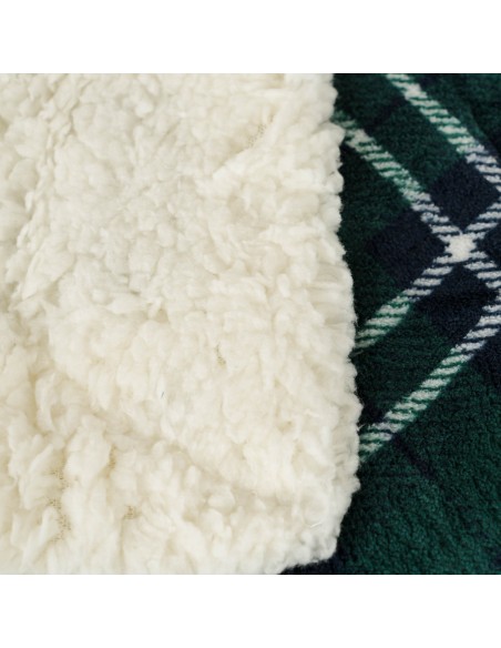 Manta sherpa Cuadro Ruz azul marino