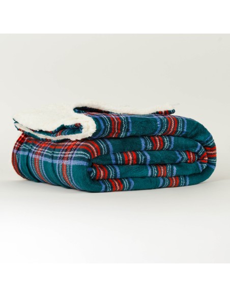 Manta sherpa Cuadro Bimba verde menta