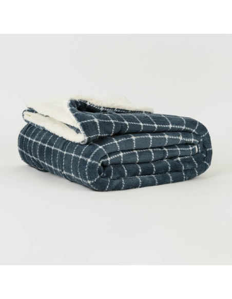 Manta sherpa Cuadro Pruden azul azafata