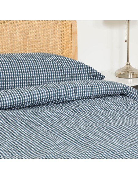 Funda nórdica algodón Cuadro Joshua verde