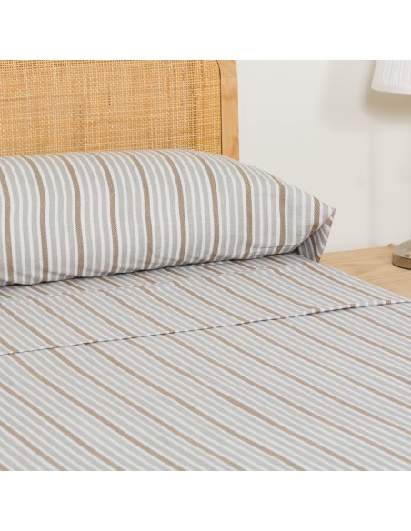 Juego de sábanas franela Raya Guti gris