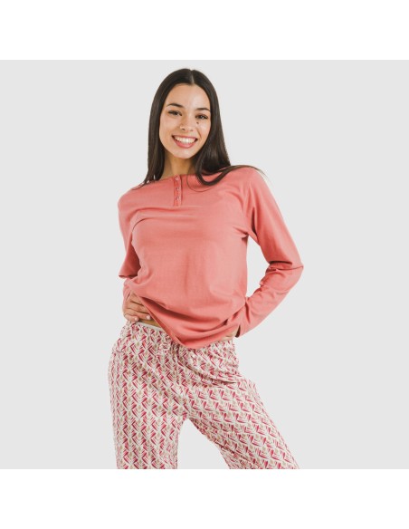 Pijama largo algodón Eurico marsala