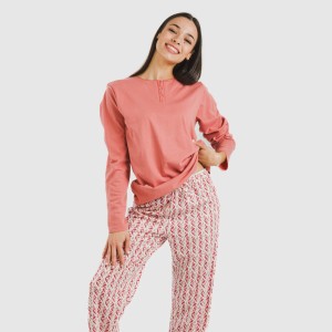 Pijama largo algodón Eurico marsala 2