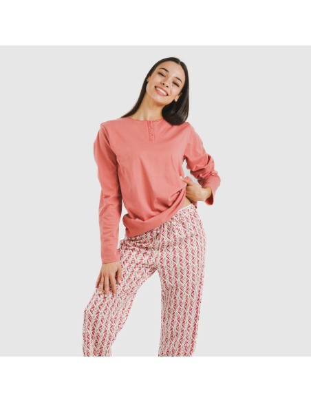 Pijama largo algodón Eurico marsala