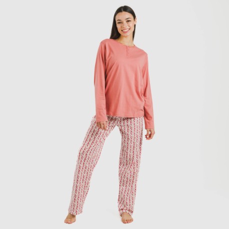 Pijama largo algodón Eurico marsala