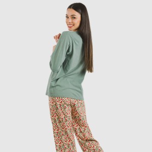 Pijama largo algodón Musa verde 2