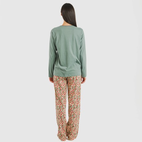 Pijama largo algodón Musa verde