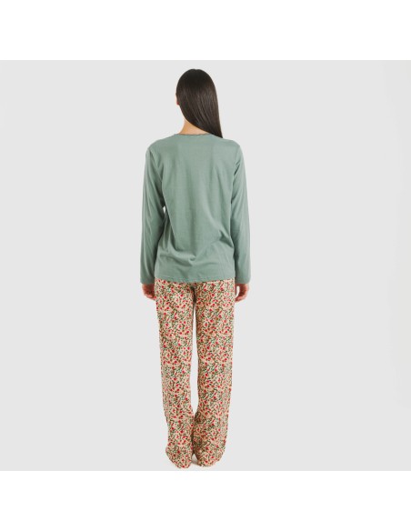 Pijama largo algodón Musa verde